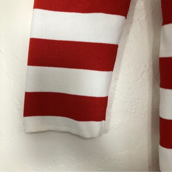 Kenar Red and White Striped Square Neck 3/4 Sleeve Corset Tie Knot Sweater Top - Picture 7 of 7